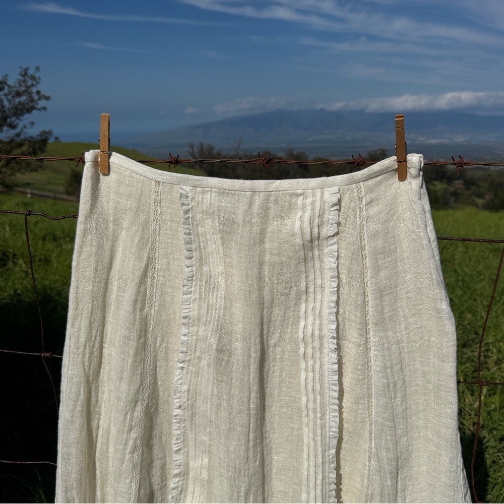 Zara Linen Layered Gauzey Midi Skirt ZW Collection boho chic Cream NWT L - Picture 2 of 8